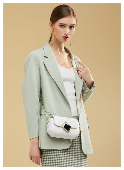 Cowhide Retro Single Chain Real Leather Bag Shoulder Messenger Small Golden Ball
