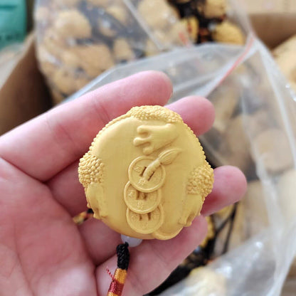 Three Legged Golden Toad Wooden Carving Zhaocai Car Pendant Handicrafts