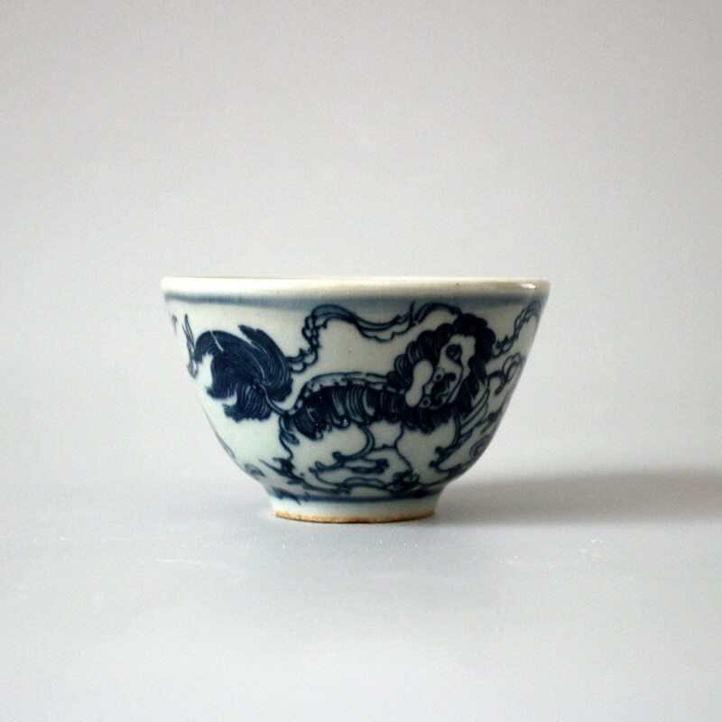 5cm Antique Ceramic Lion Tea Cup Qingming Retro Pinming Tea Master Cup Chinese