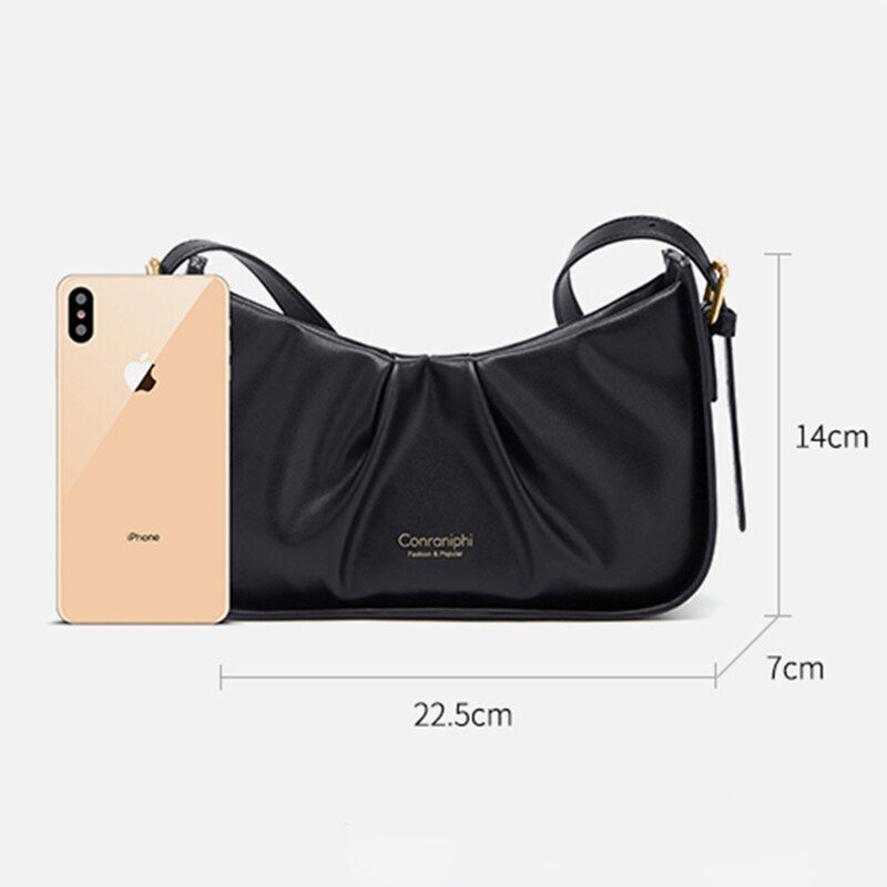 Split Synthetic Leather Bag Underarm Shoulder Crossbody Bags Cowhide Bags Purse