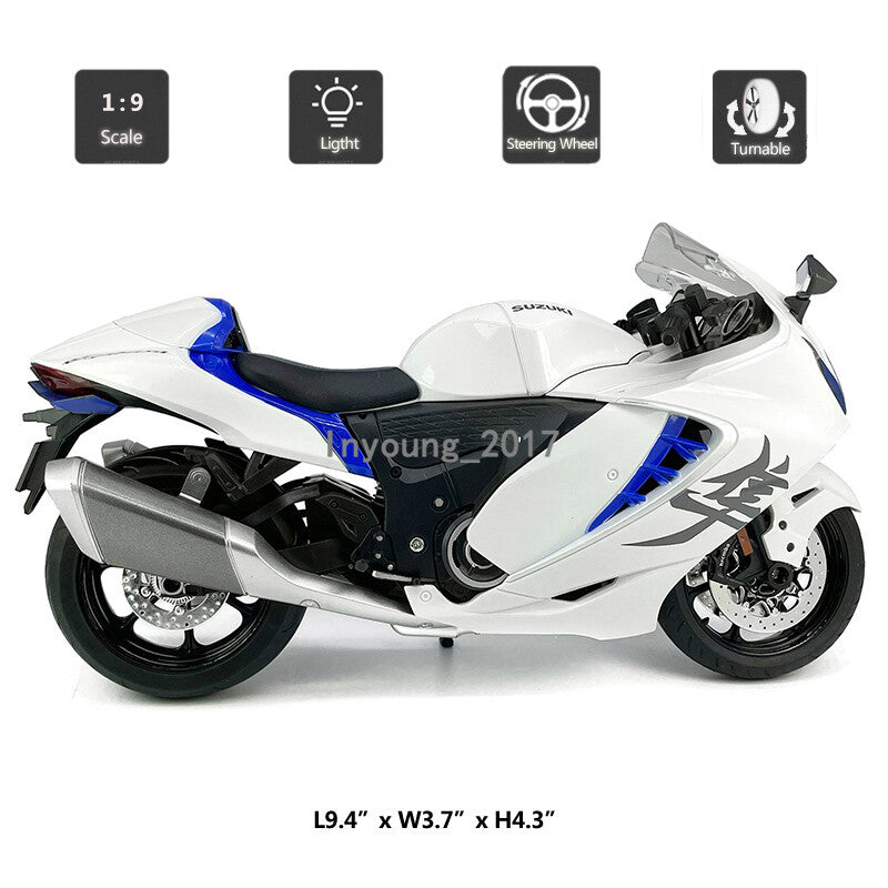 1:9 2023 Suzuki Hayabusa Motorcycle Model Diecast Toys for Boys Gifts Kids White