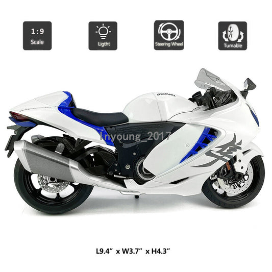 1:9 2023 Suzuki Hayabusa Motorcycle Model Diecast Toys for Boys Gifts Kids White