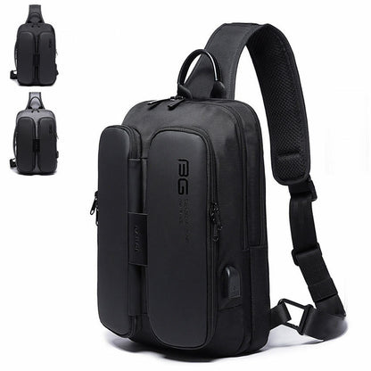 USB Charging Port Water Resistant Nylon Sling bag Chest Pack Backpack Business