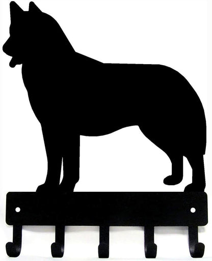 Husky Dog - Key Hooks & Keychain Holder - 6 inch Wide/9 inch Wide Metal Wall Art