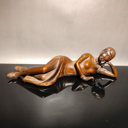 7"chinese carving beautifully carved women girl Figurines statue home decor wood