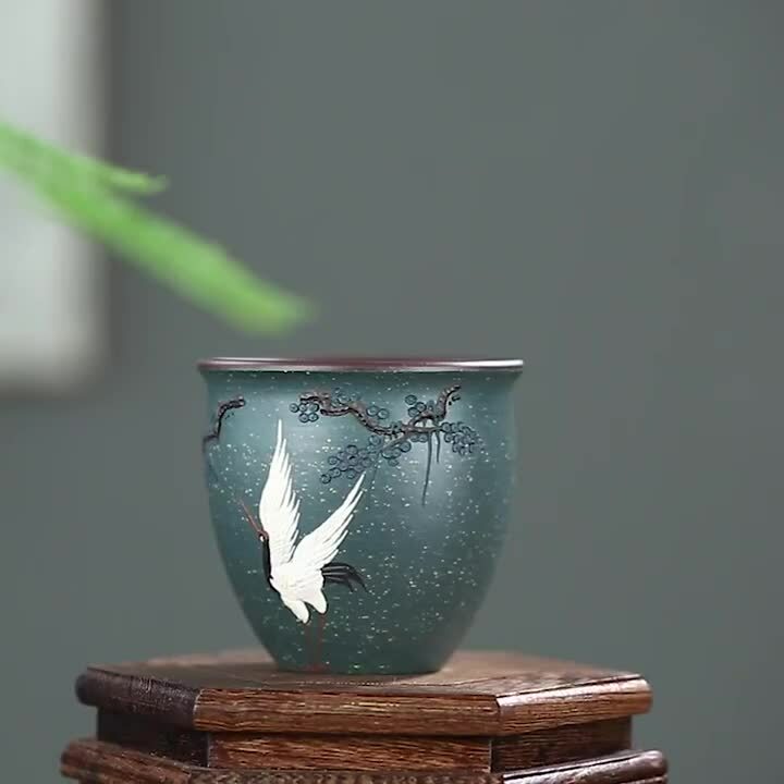 Handmade Tea Cup Handpainted Master Cup Big 220ml Personal Cup Real Zisha Crane