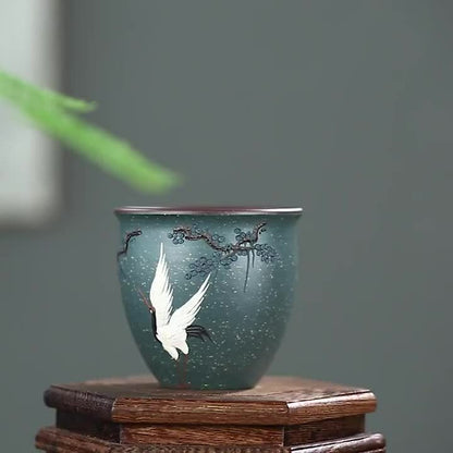 Handmade Tea Cup Handpainted Master Cup Big 220ml Personal Cup Real Zisha Crane
