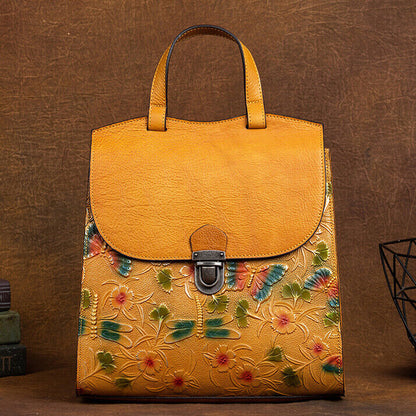 Desinger Backpack, Top Cowhide Leather Women's embossed Shoulder Bag