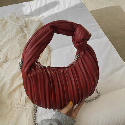 New Vintage Niche Armpit Pleated Bag Women Tote Soft Knot Dumpling Bag