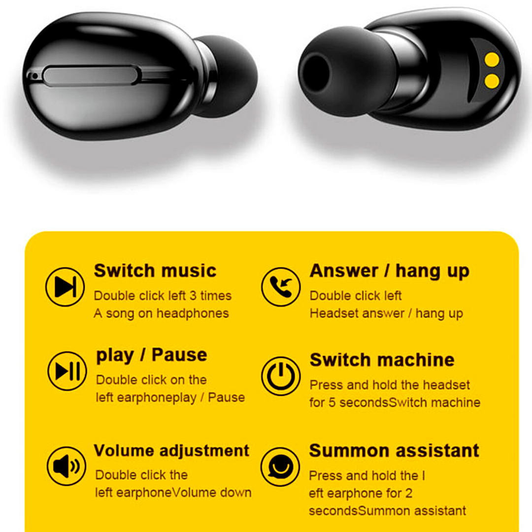 2 X Bluetooth Earbuds for Smart Phone Cell Tablet Wireless Earphones Waterproof