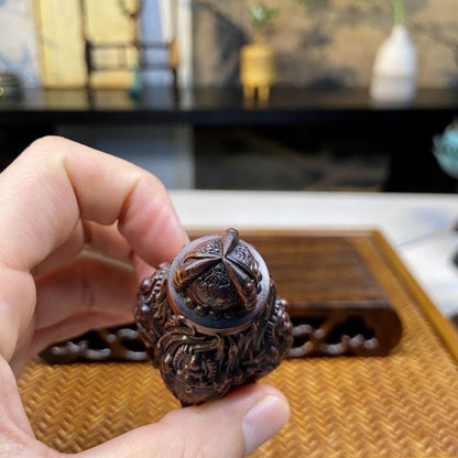 Old Boxwood Carved Mahakala Vajra Dorje Phurpa Exorcism Talisman Buddhism Decor