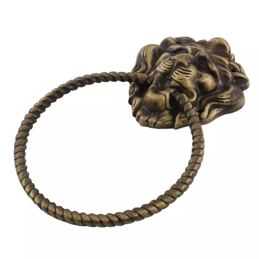 Antique Look Lion Brass Door Knocker With Rope Ring Door Bell Home Decor