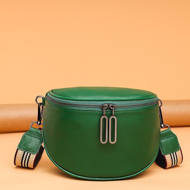 Genuine Leather Tote Bag Cowhide Handbags Fashion Shoulder Messenger Purse Green