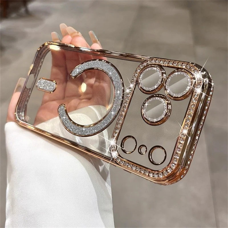 Luxury Glitter Magnetic Clear Case for iPhone 17/16/15/14 Pro Max Plus 7 color