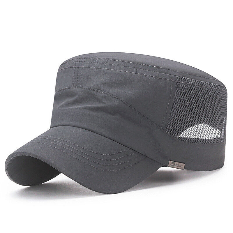 Solid Color Washed Caps Flat Top Hat Sun Protection Breathable Mesh Casual ⊰