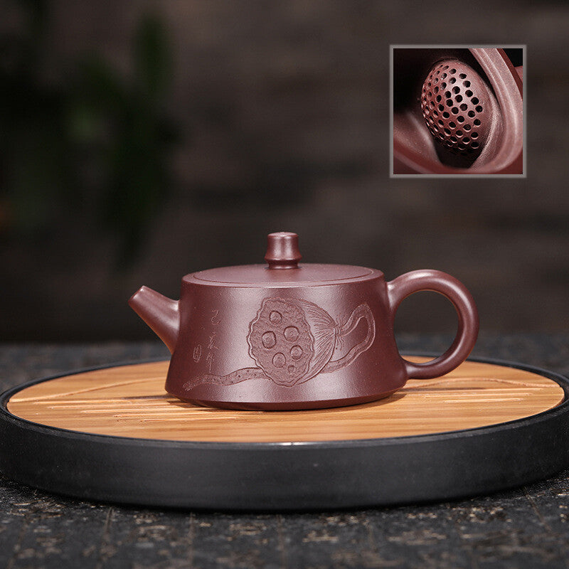 Chinese Yixing Zisha Pottery Purple Zhu Clay Exquisite Lotus Root Teapot Tea Pot