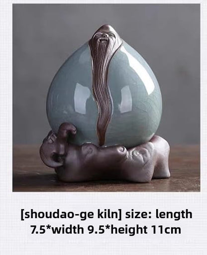 Chinese God Cracked Glaze Ceramic Tea Pet 11cm Kung Fu Tea Play Tea Set Decor