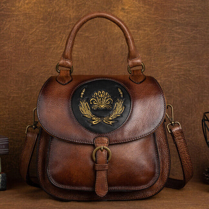 Top Cow Leather Women's Handbag, Luxury Leather Small Backpack Shoulder Bag Hobo