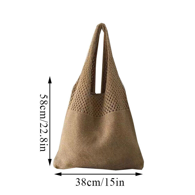 Simple Handbag Women's Knitted Shoulder Bag Large Capacity Tote Beach Bag