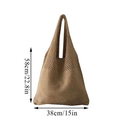 Simple Handbag Women's Knitted Shoulder Bag Large Capacity Tote Beach Bag