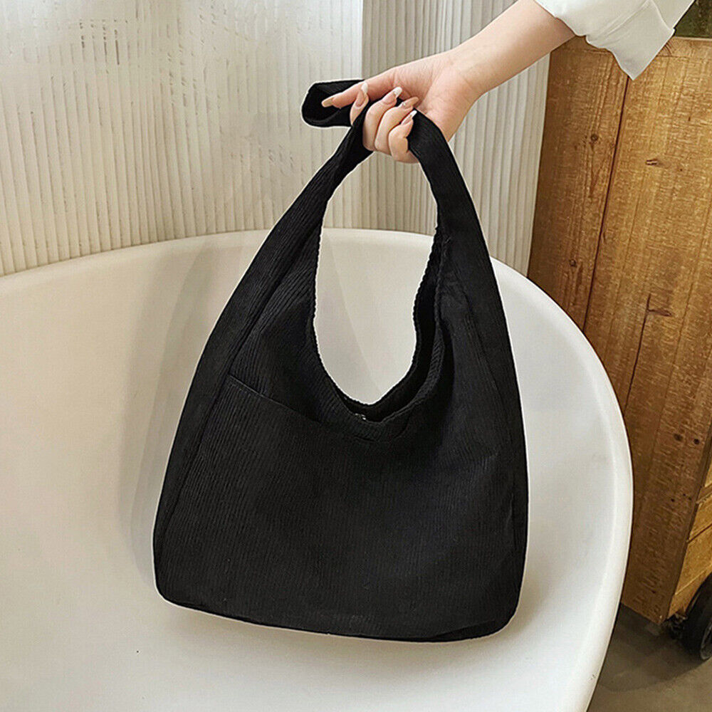 Striped Corduroy Shoulder Bag Hasp Messenger Bag Solid Color Underarm Bag Casual