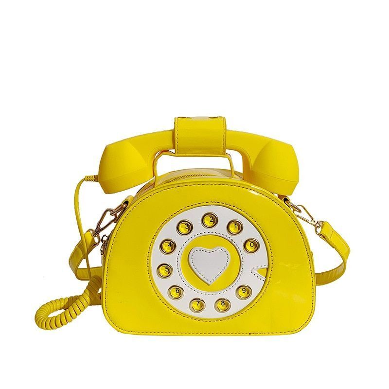 Telephone Shape Purse Handbag Shoulder Crossbody Bag Leather Tote Messenger Bag