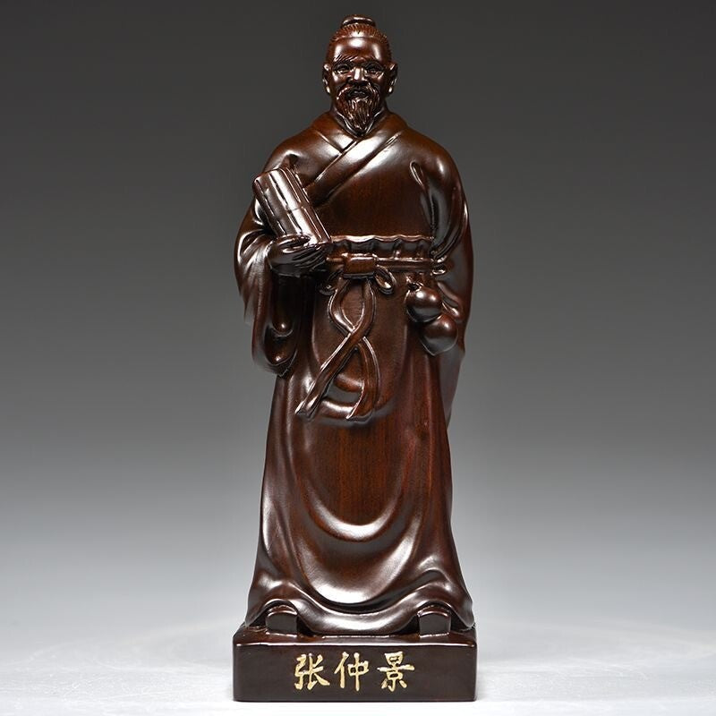 4 Pcs 8" Tall Ebony Wood Carved Statue Traditional Chinese Medicine Practitioner