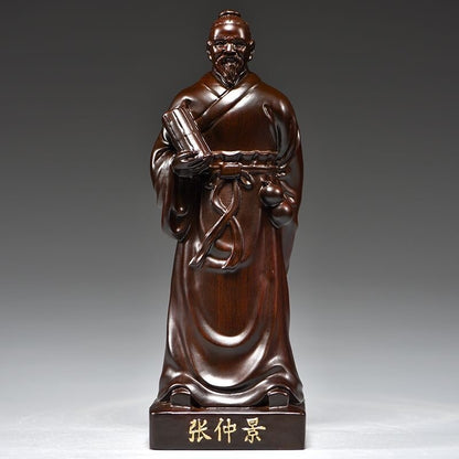 4 Pcs 8" Tall Ebony Wood Carved Statue Traditional Chinese Medicine Practitioner