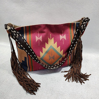 Woman Bags Female Handbag Hand Canvas Linen Shoulder Crossbody Bags Tassel