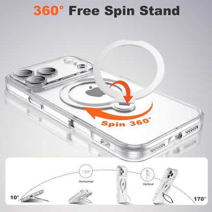 Compatible with Iphone 17 Pro Max Case with 360° Spin Magnetic Ring Stand [Compa