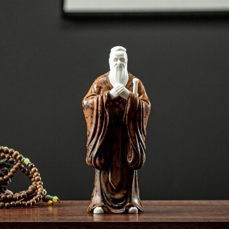 Chinese Saint Confucius Sculpture Statue Ceramic Art Sculpture Home Decor