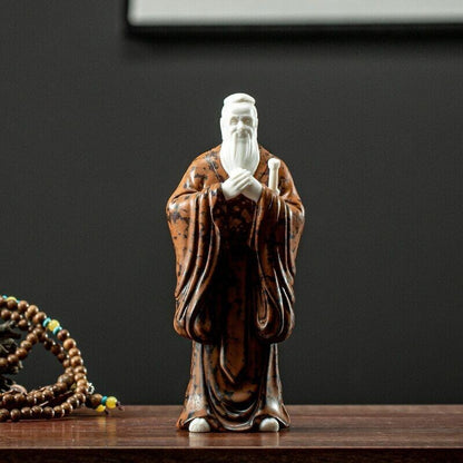 Chinese Saint Confucius Sculpture Statue Ceramic Art Sculpture Home Decor