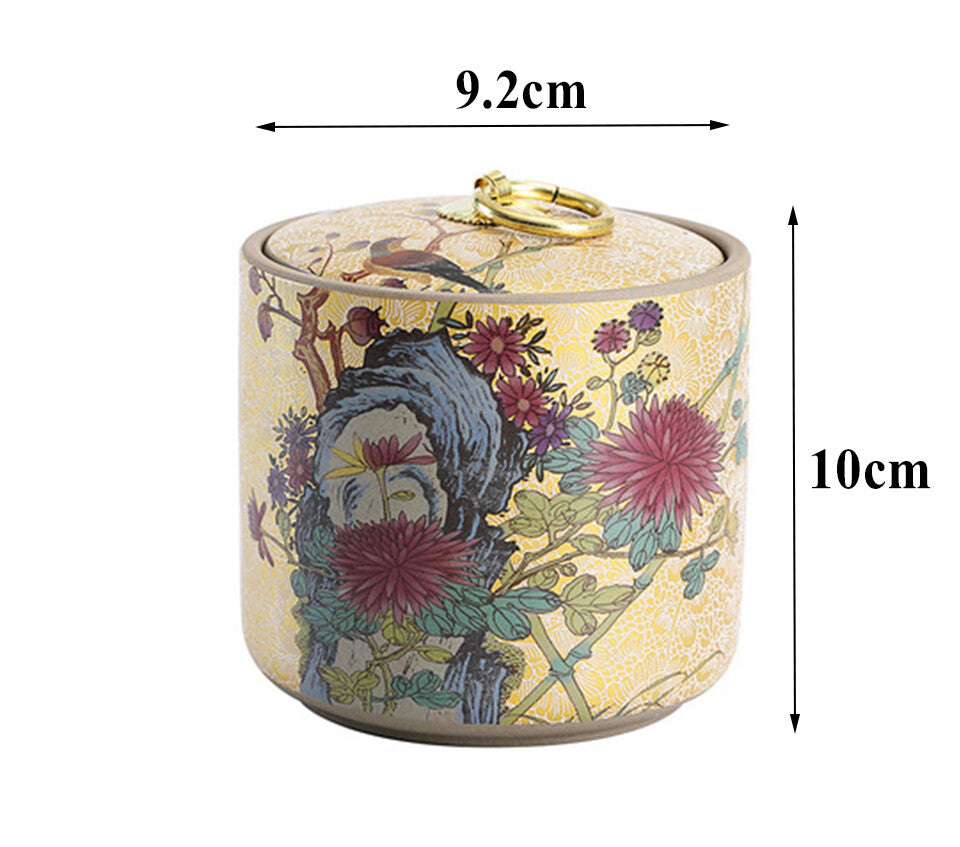 10cm Tea Tins Sealed Storage Tea Caddy Ceramic Container Puer Tea Jar Tea Set