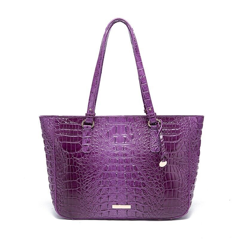 Patent Leather Women's Crocodile Handle Underarm Tote, Shoulder Party Bag Purple