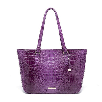 Patent Leather Women's Crocodile Handle Underarm Tote, Shoulder Party Bag Purple