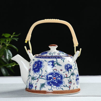 900ml China Porcelain Teapot With Strainer Net High Capacity Tea Pot For Hotel