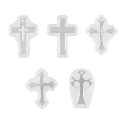 5 IN 1 DIY Silicone Cross Resin Mold Jewelry Epoxy Making Casting Moulding Tool