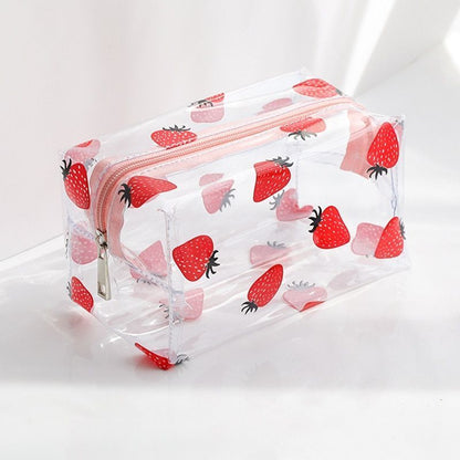 Transparent Cosmetic Bag Large Portable New Print Pencil Case Makeup Storage Bag