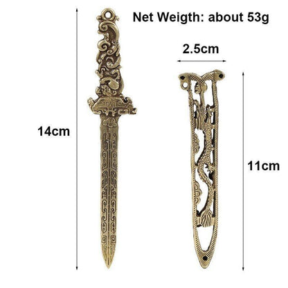 New Bronze Dragon Sword Miniature Figurines Desk Ornament Home Feng Shui Pendant