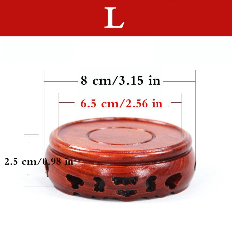Round Annatto Display Stand Wood Carving Hollow Pedestal Flower Pot Base Crafts