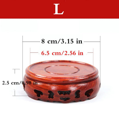 Round Annatto Display Stand Wood Carving Hollow Pedestal Flower Pot Base Crafts