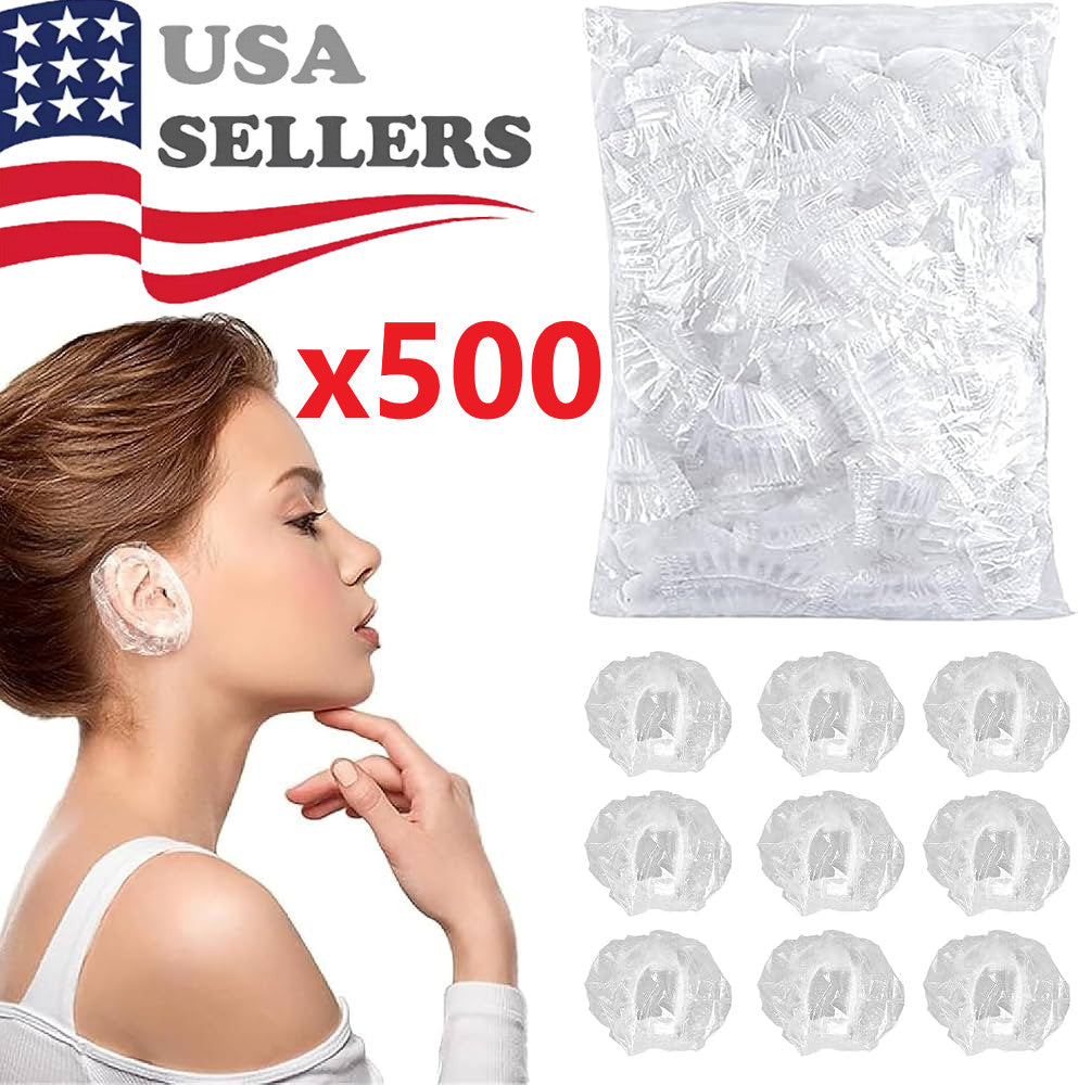 500X Clear Disposable Ear Protectors Waterproof Ear Covers for Hair Dye Bathing