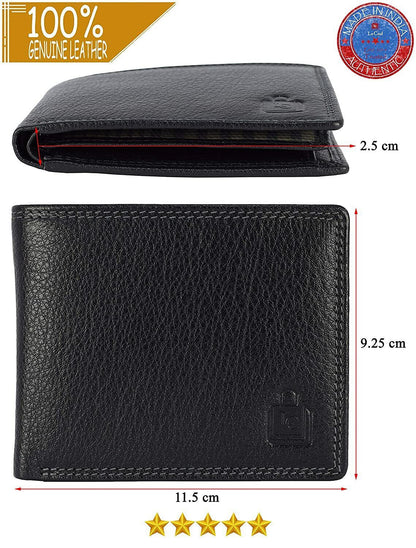 Brand New Authentic RFID Blocking Black BI-Fold Genuine Leather Mens Wallet