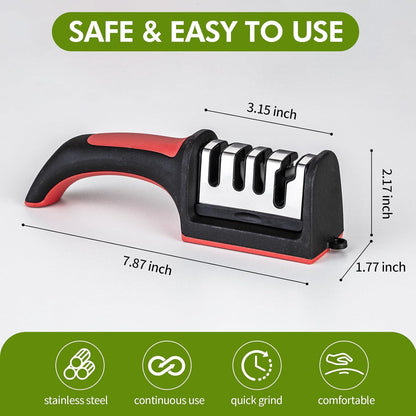 Knife Sharpener Professional Ceramic Tungsten Kitchen Sharpening System 4 Stage