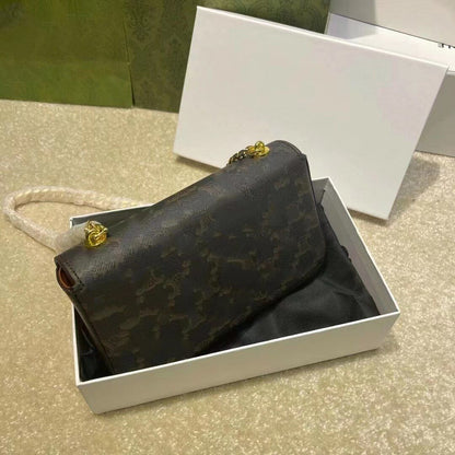 Genuine Leather Single Shoulder Bag Split Messenger Bag Luxury Small Square Bag