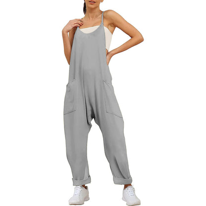 Women's Ladies Strappy Causal Loose Dungarees Jumpsuit Romper Baggy Overalls USA