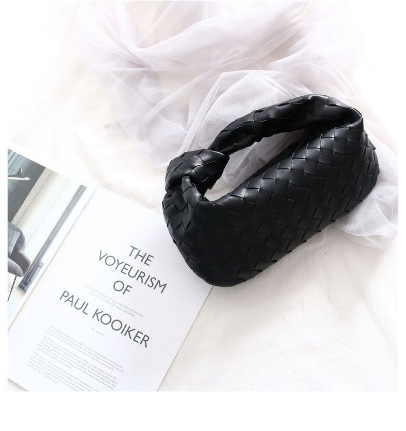 Cow Split Leather Knot Bag Weave Handmade Sling 27X13X16cm Polyester Accessories
