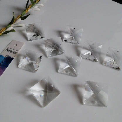 50pcs 18MM Clear Square Crystal Beads Prism Chandelier 2 Holes Home Decoration