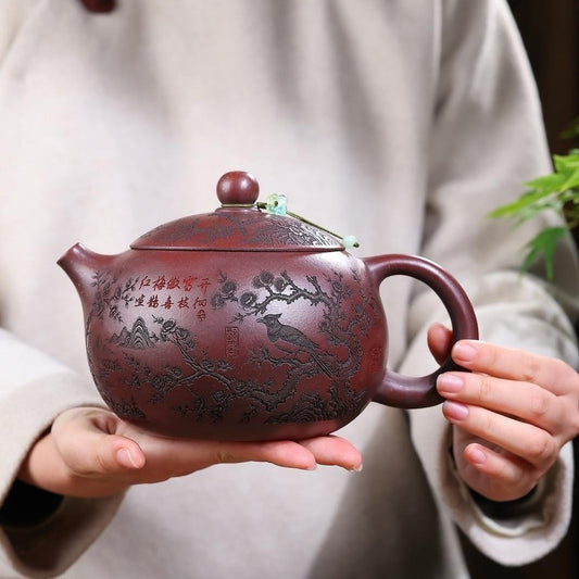 Yixing Zisha Teapot 960ml Red Clay Plum Blossom Large Gongfu Tea Pot