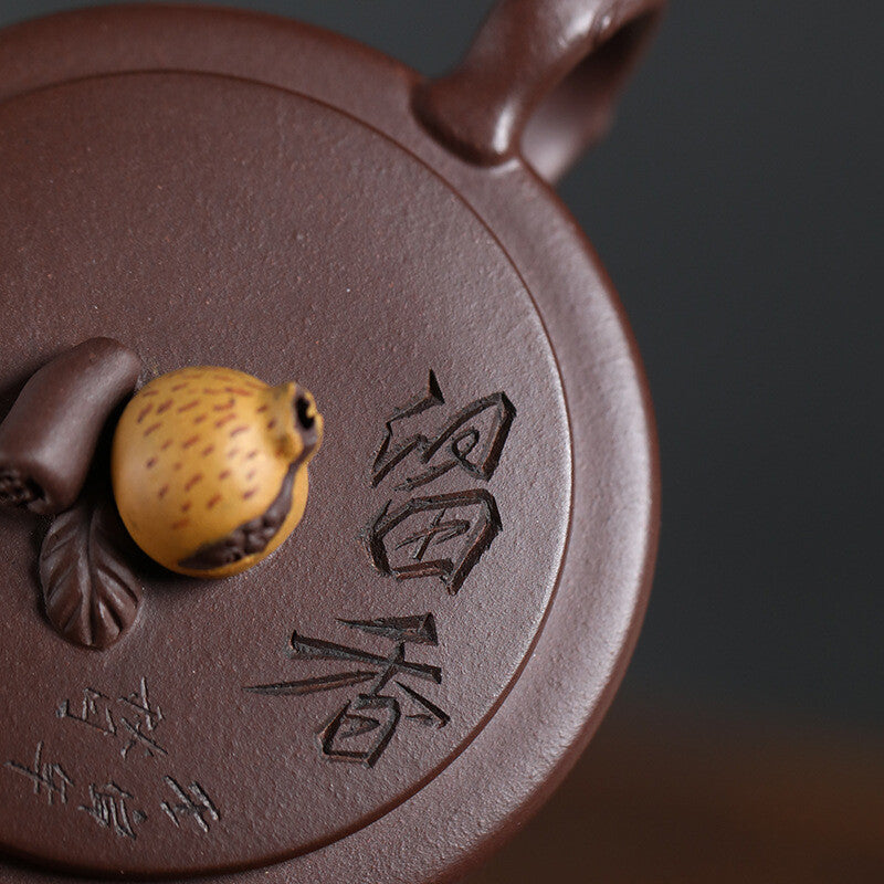 3.4oz handmade tea pot ball shaped infuser holes real yixing zisha purple clay